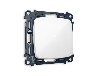MO102035 Комплект механизма 1-кл проходного выключателя с подсветкой 5600K OMEGA Белый глянец QUANT (OP1020, VM105, G25W), AMBRELLA VOLT, MO102035 - фото 107288
