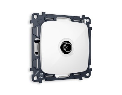 MO113010 Комплект механизма TV розетки оконечной OMEGA Белый глянец 50-870 MHz 1dB QUANT (OP1130, VM202), AMBRELLA VOLT, MO113010 - фото 107307