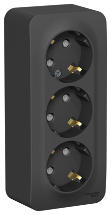 Systeme Electric Blanca наруж Антрацит Розетка 3-ая с/з со шторками 16А, 250В, изолир. пластина, BLNRA011316 - фото 109573