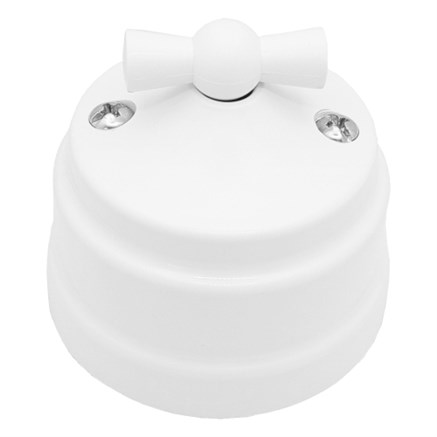 Ретро выключатель поворотный 2х-клавишный, пластик, белый, Bylectrica А5 10-2292