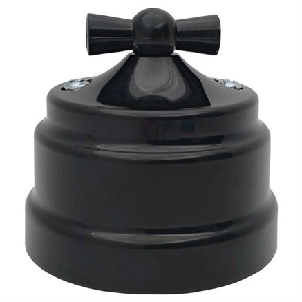 Ретро выключатель поворотный 2х-клавишный, пластик, черный, Bylectrica А5 10-2292 черный