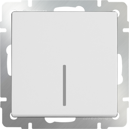 Выключатель одноклавишный проходной с подсветкой (белый) W1112101 - фото 16529