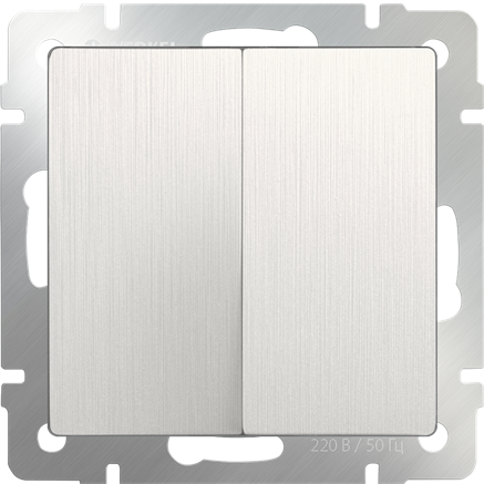 Выключатель двухклавишный проходной (перламутровый рифленый) W1122013 - фото 16669