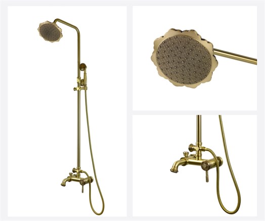 10124F Комплект для ванной и душа одноручковый, душ цветок WINDSOR, Bronze de Luxe - фото 51197