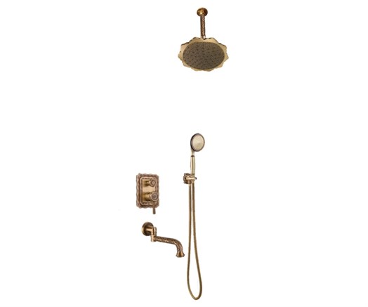 10137/1F Комплект для душа встраиваемый с изливом лейка с потолка (душ ЦВЕТОК) WINDSOR, Bronze de Luxe - фото 51294