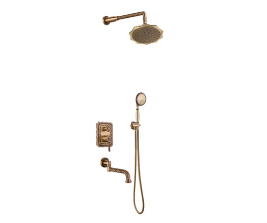 10137F Комплект для душа встраиваемый с изливом (душ ЦВЕТОК) WINDSOR, Bronze de Luxe - фото 51377