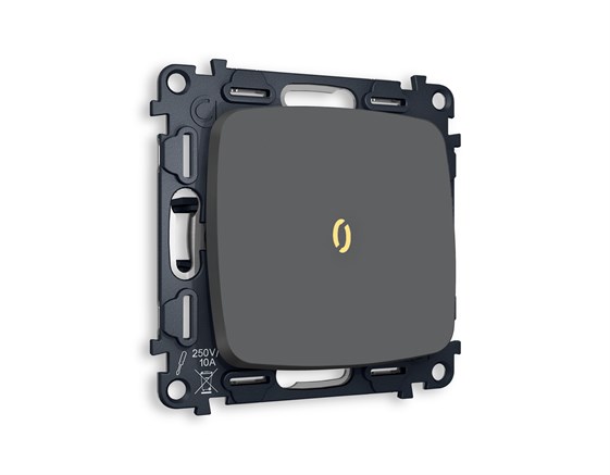 MO902010 Комплект механизма 1-кл выключателя с подсветкой 3200K OMEGA Графит мягкое касание QUANT (OP9020, VM101, G11Y), AMBRELLA VOLT, MO902010 - фото 92748