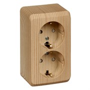 Systeme Electric Этюд наруж Дача Сосна Розетка 2-ая с/з со шторками, PA16-008D