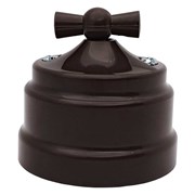 Ретро выключатель поворотный, проходной 1-клавишный, пластик, шоколад, Bylectrica А6 10-2296 шоколад