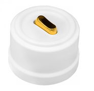 Ретро выключатель одноклавишный, пластиковый, клавиша цвет Золото, Bironi B1-220-21-G