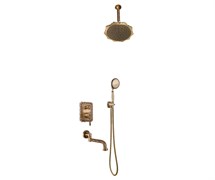 10137/1F Комплект для душа встраиваемый с изливом лейка с потолка (душ ЦВЕТОК) WINDSOR, Bronze de Luxe