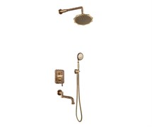 10137F Комплект для душа встраиваемый с изливом (душ ЦВЕТОК) WINDSOR, Bronze de Luxe