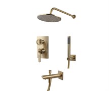 6630CG Душевой комплект встраиваемый 1760's (верхний душ 250, ручной душ, излив) матовое золото, Bronze de Luxe