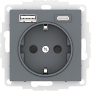 Грифель Розетка 16А с USB A+C (5В/2,4А/3 А, 2х5В/1,5А), мех Systeme Electric AtlasDesign ATN000732
