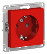 Красный Розетка с/з со шторками, 16А, механизм Systeme Electric AtlasDesign ATN002045