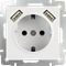 Розетка с заземлением, шторками и USBх2 (белая)  W1171501 - фото 16501