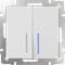 Выключатель  двухклавишный проходной с подсветкой (белый) W1122101 - фото 16517