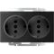 Розетка двойная с заземлением (черный матовый) W1172008 - фото 16554