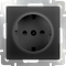 Розетка с заземлением, безвинтовой зажим (черный матовый) W1171308 - фото 16557