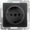 Розетка с заземлением и шторками  (черный матовый) W1171108 - фото 16573