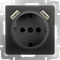 Розетка с заземлением, шторками и USBх2 (черный матовый) W1171508 - фото 16581