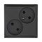 Розетка двойная Черная без з/к с защитными шторками LK60 LK STUDIO 863608