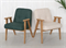 Кресло винтажное ретро, каркас светлое/темное дерево, цвет зеленый КР000З - фото 45216
