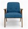 Кресло винтажное ретро, каркас светлое/темное дерево, цвет синий КР000С